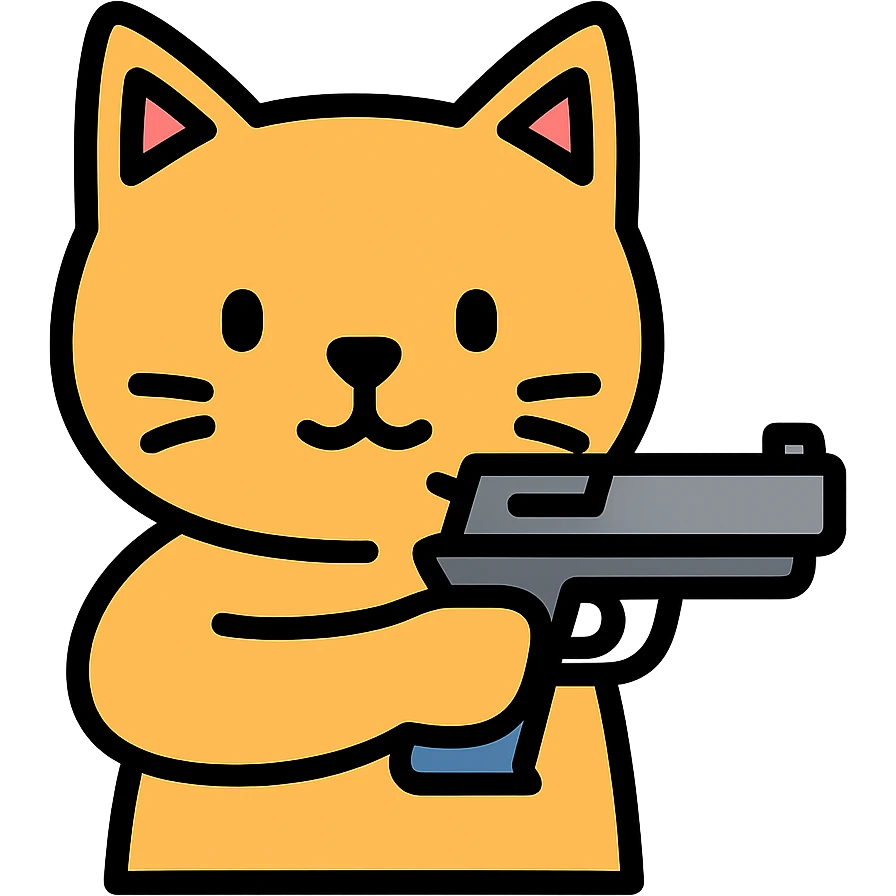 cat holding a gun colored icon emoji