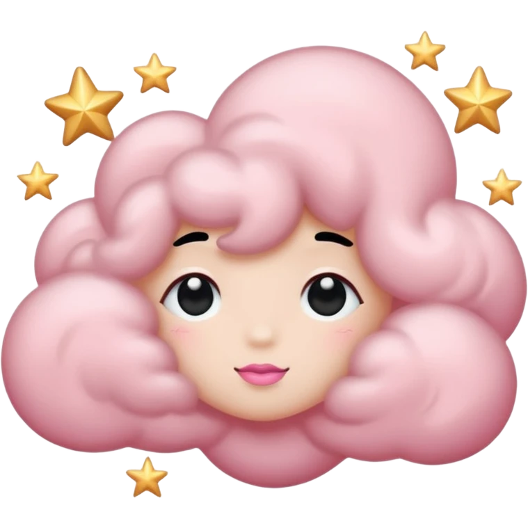 Black cloud with few shiny stars with pink blush emoji