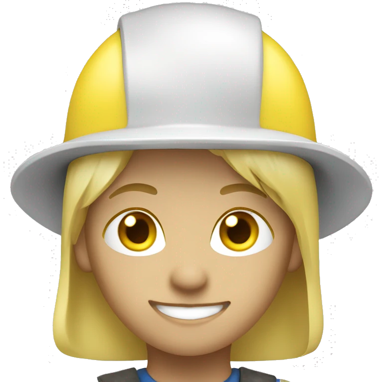 field worker with white skin and blond hair with yellow helmet emoji