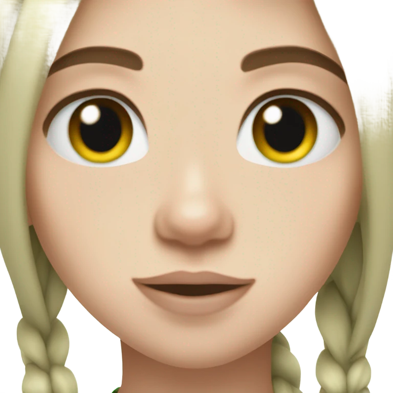 Billie eilish with green roots and brown hair with blue eyes emoji