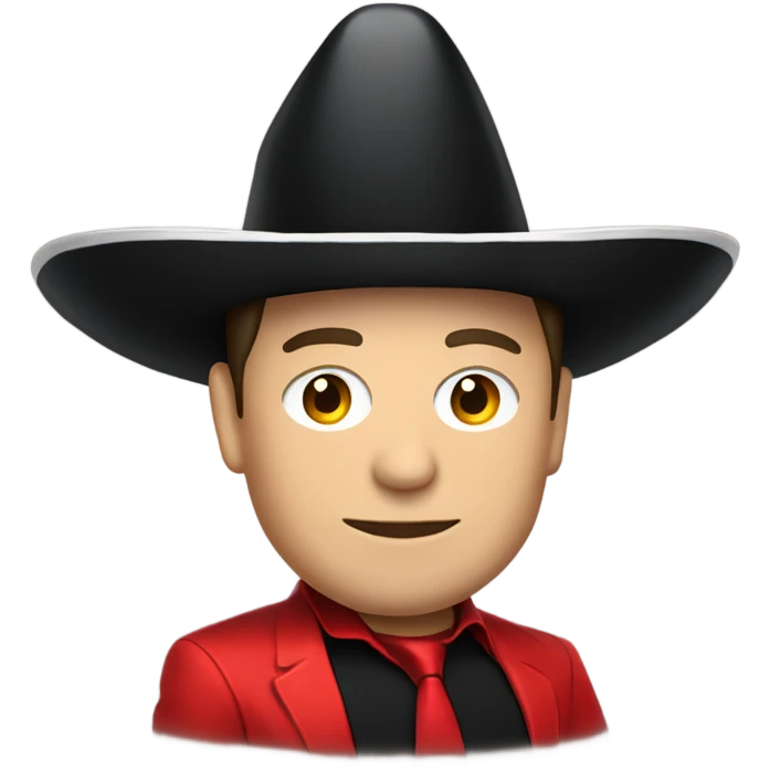 Mexican Elon musk with black sombrero hat and Tesla logo red shirt emoji