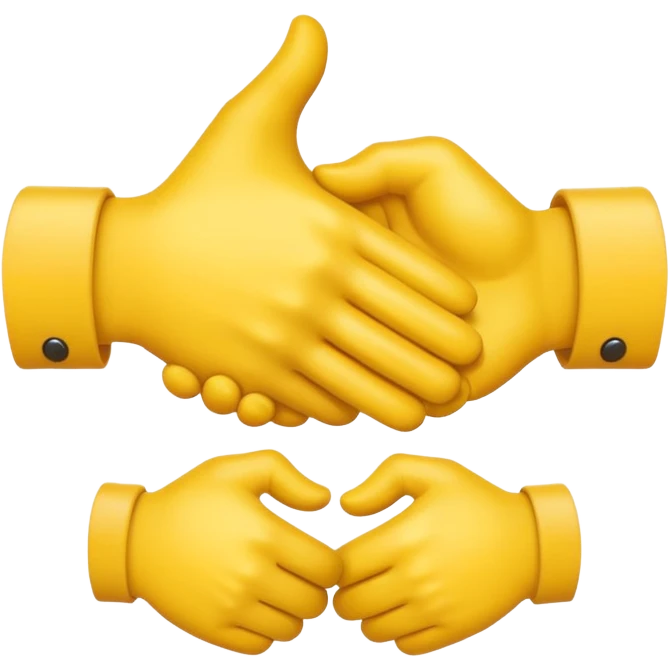 handshake with a respectful gesture, yellow hands, apple emoji style emoji
