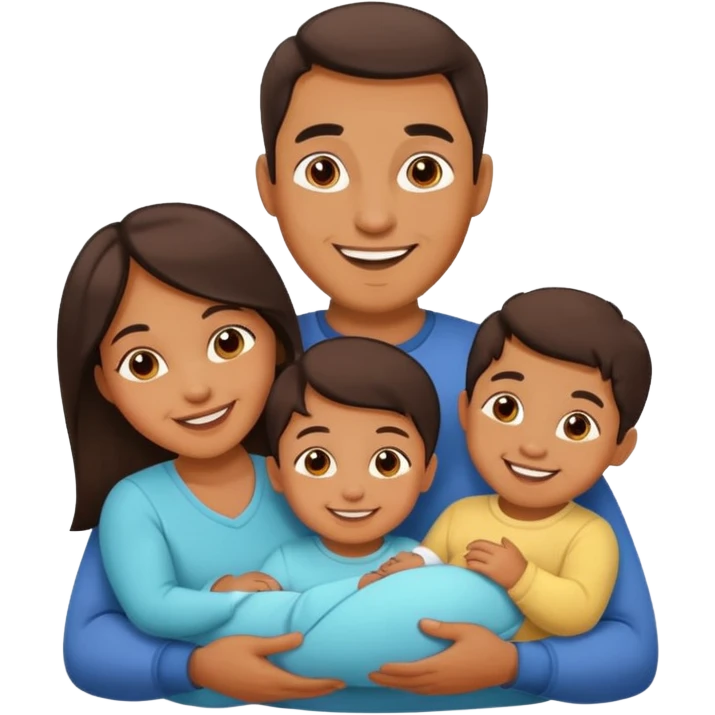 Mother and father with 3 babies emoji