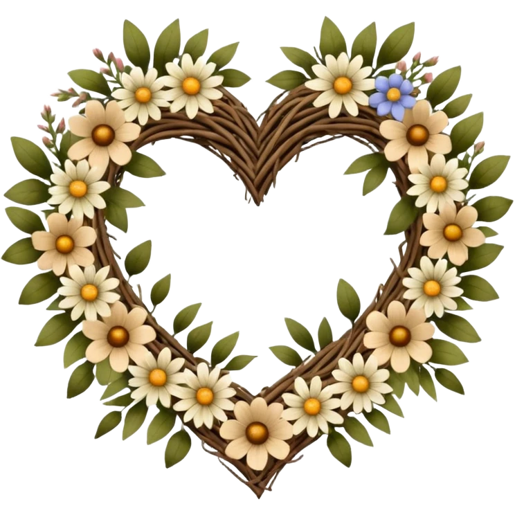 nature wreath heart, boho beautiful  emoji