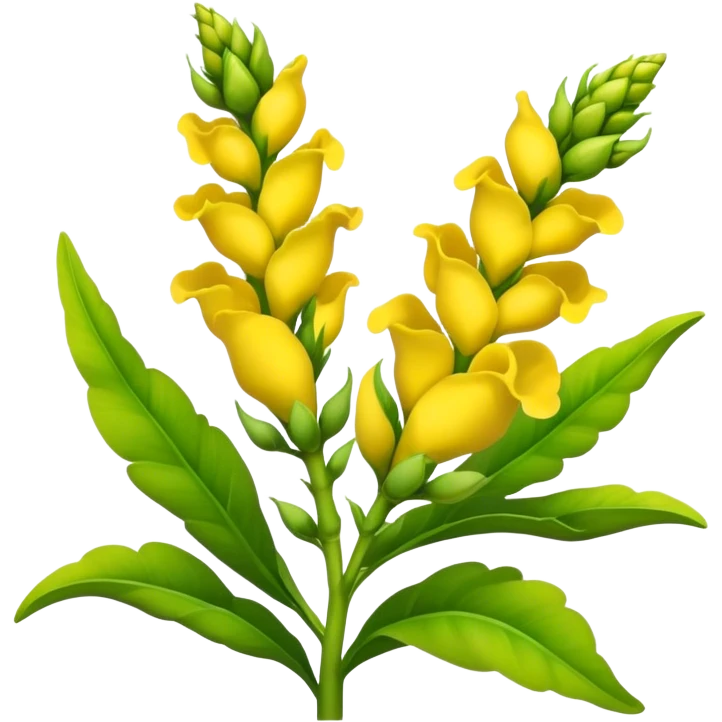 big Yellow Snapdragon, luxuriant, leaf, bud emoji