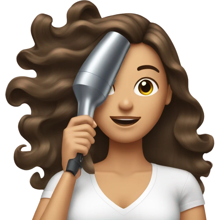 Brunette girl blow drying hair emoji