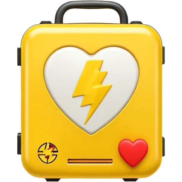 AED device with lightning bolt and heart, emergency, recognizable emoji