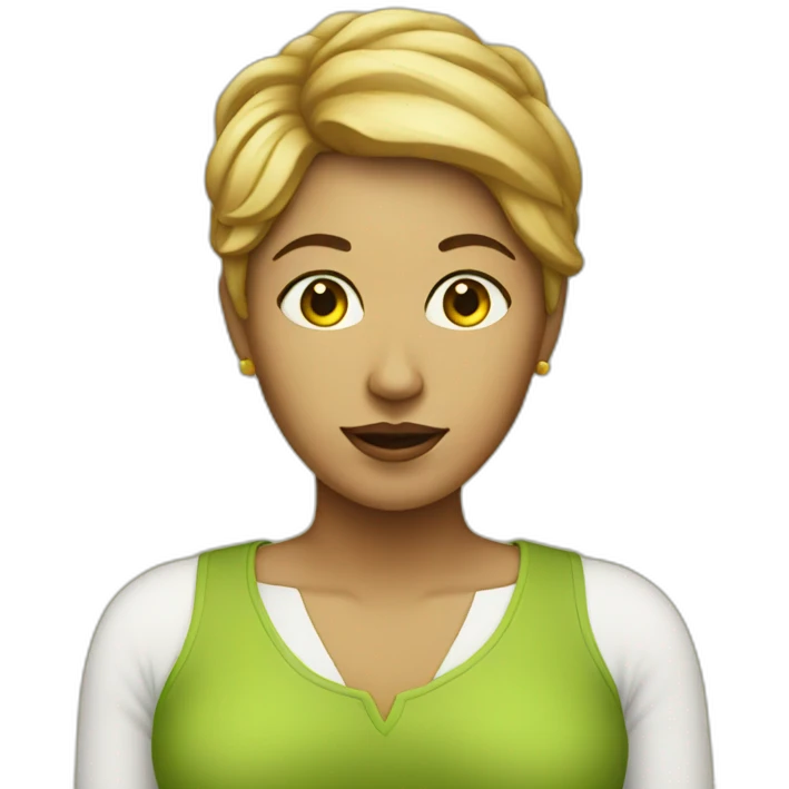 woman, with a pear head emoji