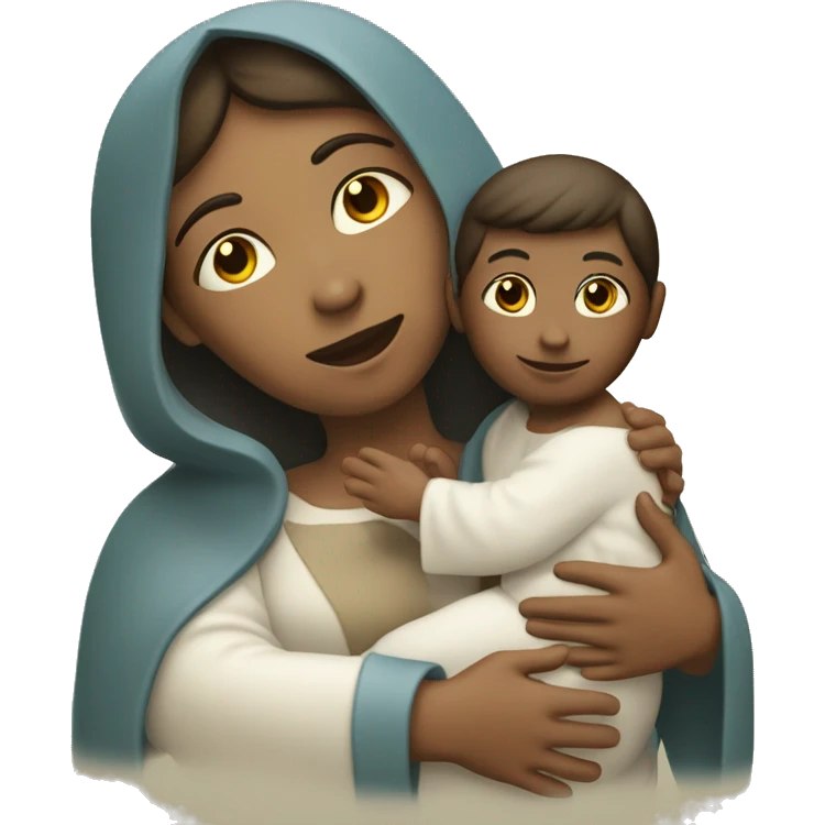 Maria mother of Jesus with Jesus in hands white skin emoji