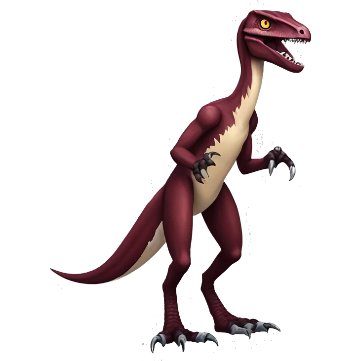 Maroon edgy badass velociraptor-Digimon, full body emoji