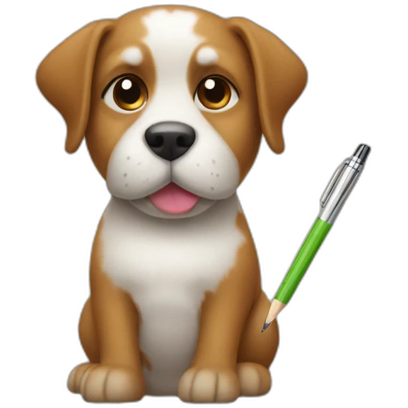 Dog with an apple pen emoji