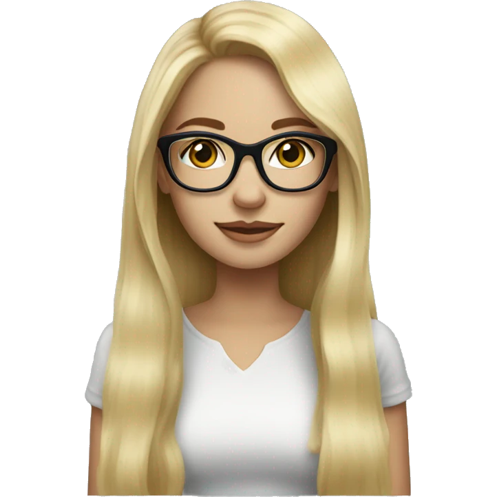 Pretty blonde girl with long hair and black glasses emoji