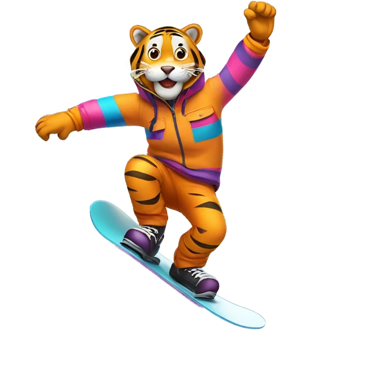 tiger snowboarding emoji