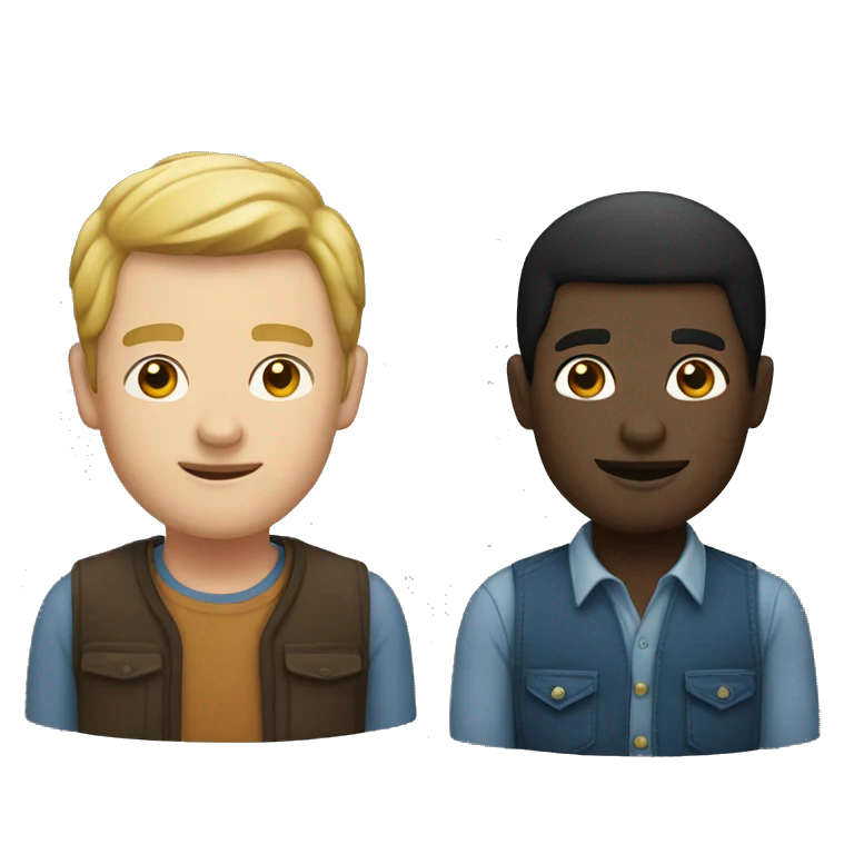 A white farmer man next to a black man emoji