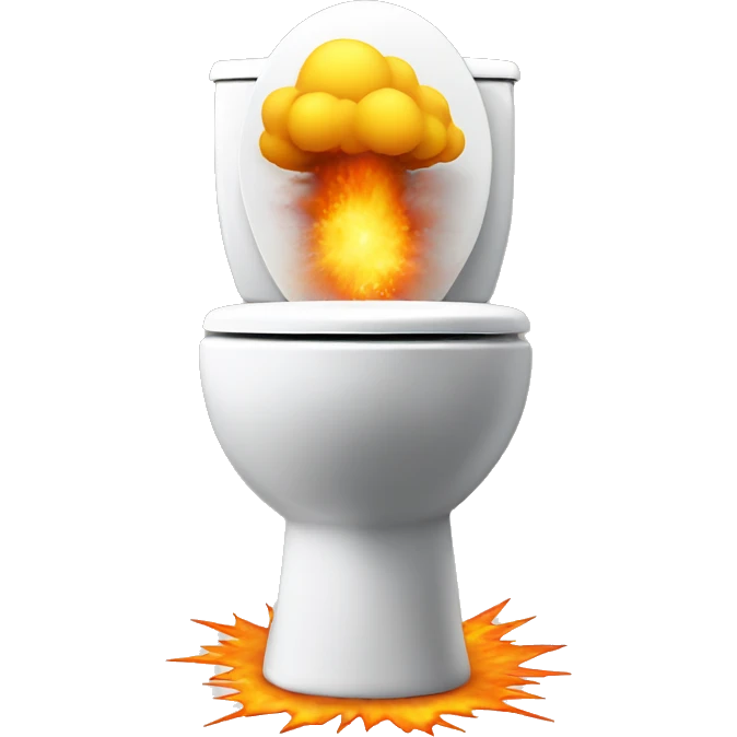 Toilet with explosion cloud emoji