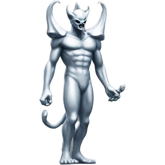 Platinium devil standing statue emoji