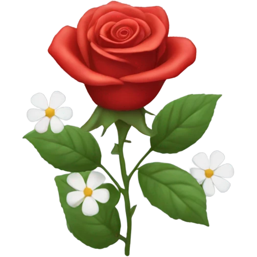 Red roses with little white flowers emoji