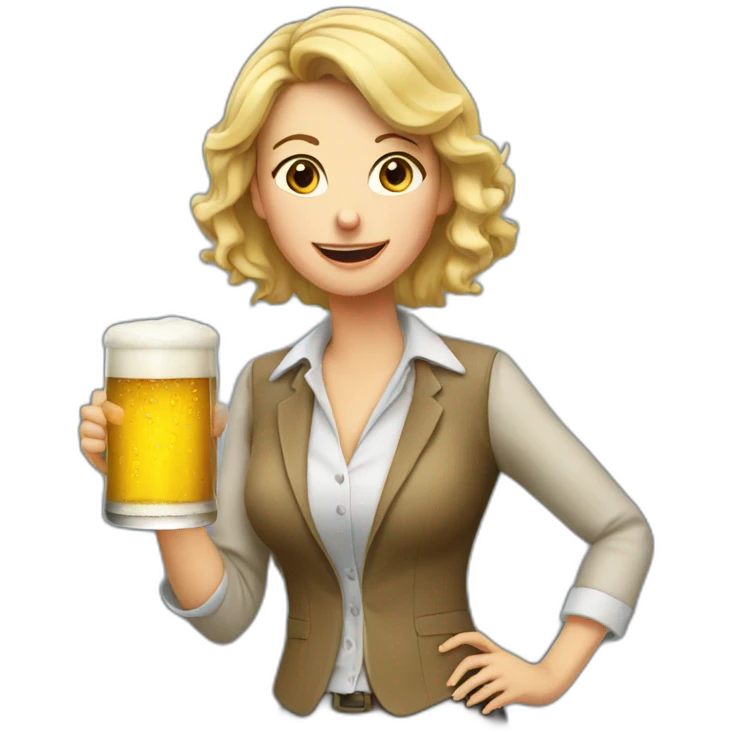 female crazy teacher drinking beer emoji