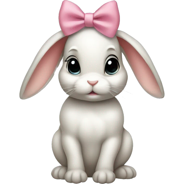 Baby bunny with coquette bow on ear emoji
