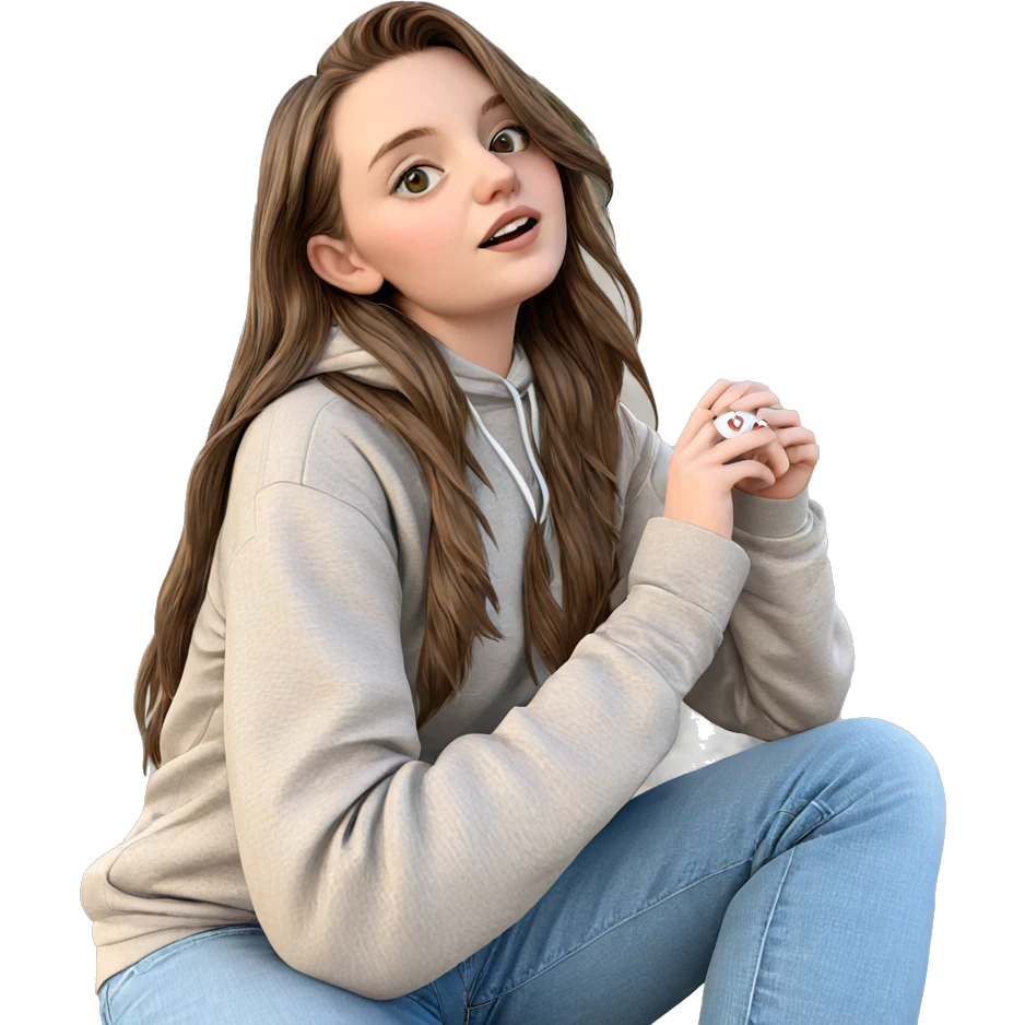 brown haired girl outdoors emoji