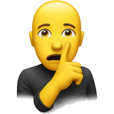emoji of a yellow face holding a finger between lips emoji