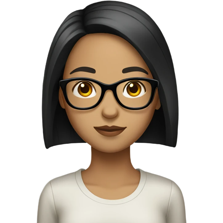 girl with glasses long straight black hair and light skin emoji
