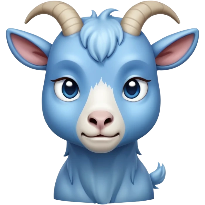 Disapppinted-crying with tears-cute-large-full body-blue goat-head tilted back emoji
