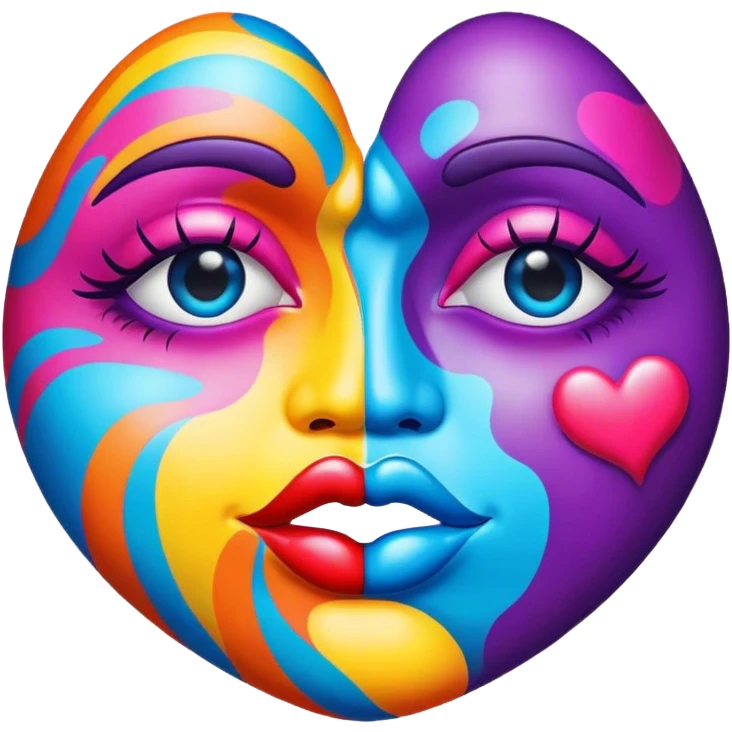 sealed with a kiss mark in psychedelic colors emoji
