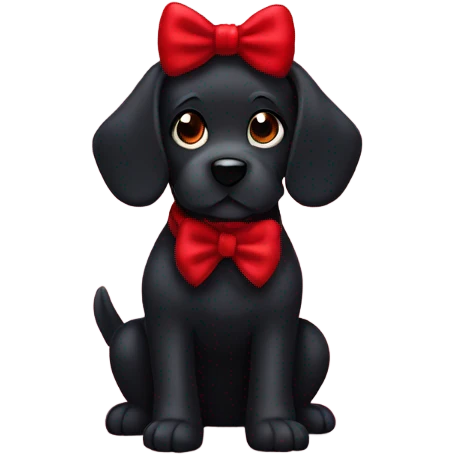 black dog with a red velvet bow  emoji