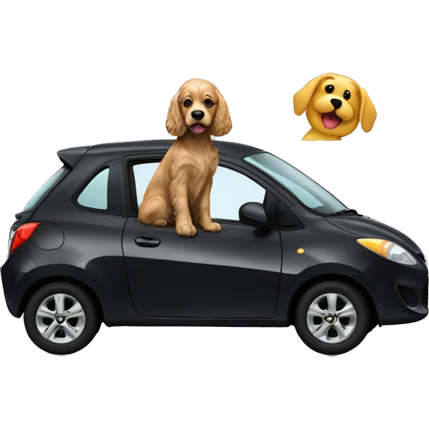 Light Cocker Spaniel driving a Black Mazda 2 emoji
