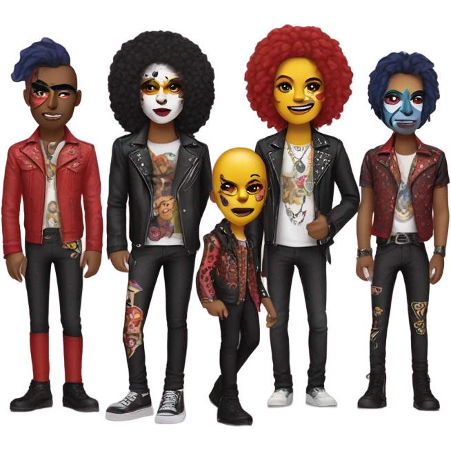 rock band kiss with make-up emoji