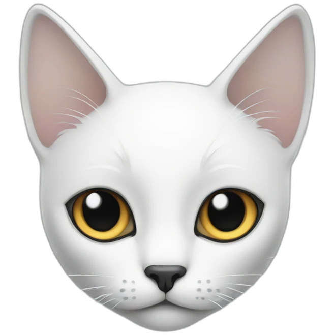 white cat with one black ear emoji
