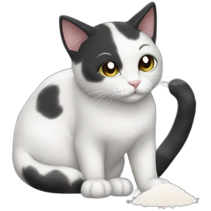 Komaru white Black cat with salt emoji