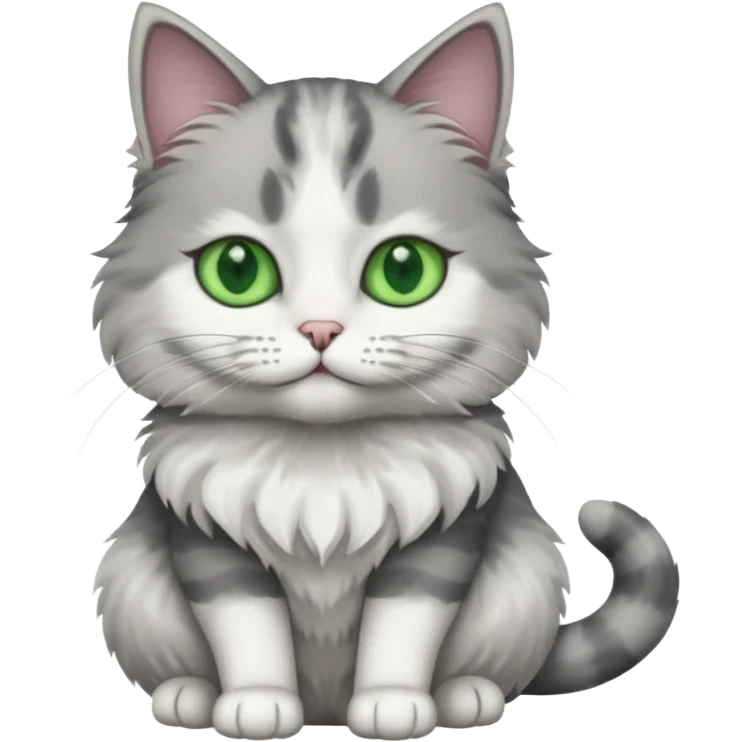 a grey and white cat sitting regally emoji