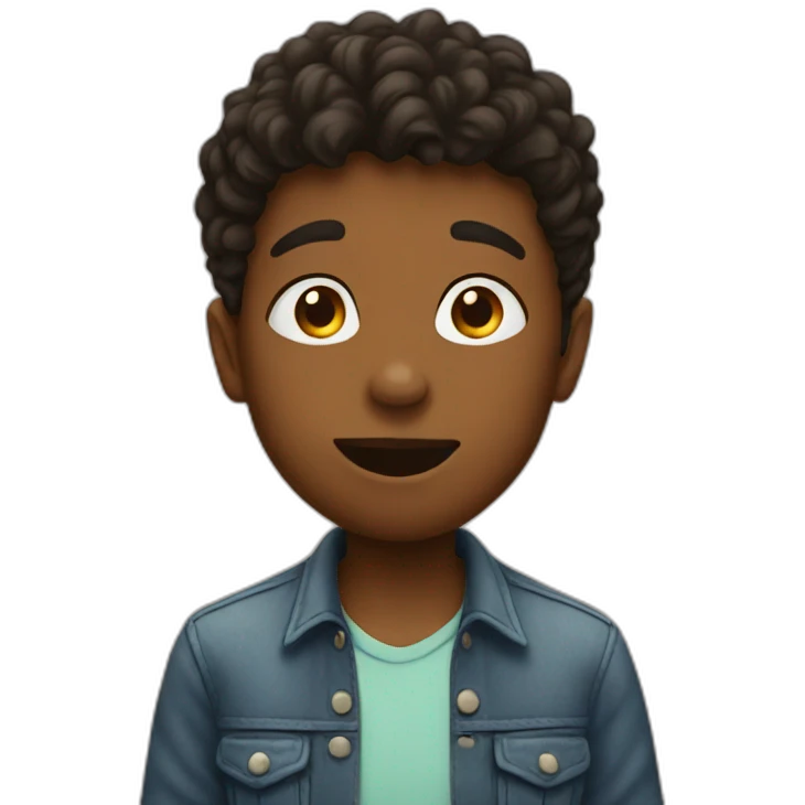 A boy with kisses emoji