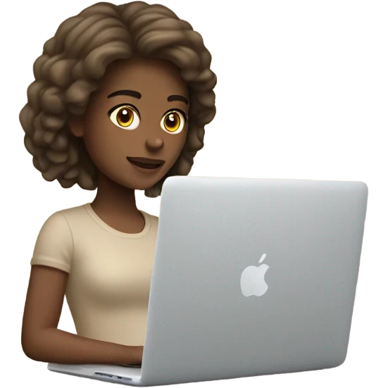 beige macbook with girl emoji