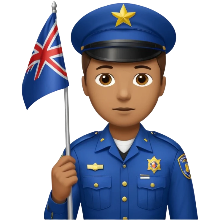 A male cop holding a Kansas flag emoji