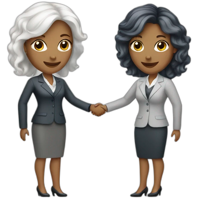two white business women with different hair colors shaking hands emoji
