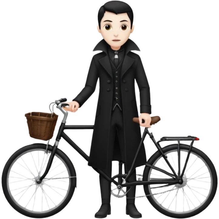 vampire stand with bicycle. emoji