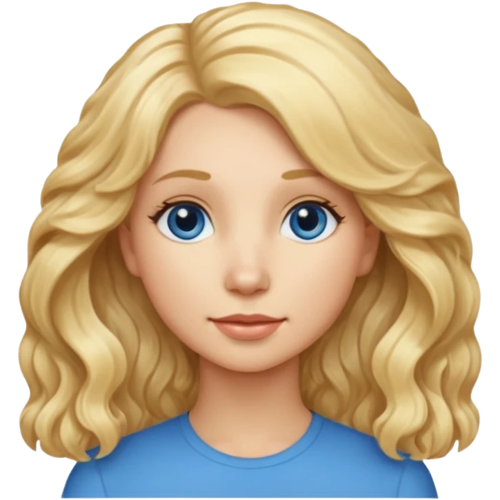 Long, straight, blonde hair, blue eyed woman.   Wavy, blonde goldendoodle emoji