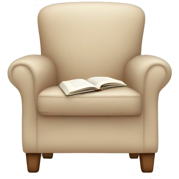Simple Beige Armchair with blanket and open book on it emoji