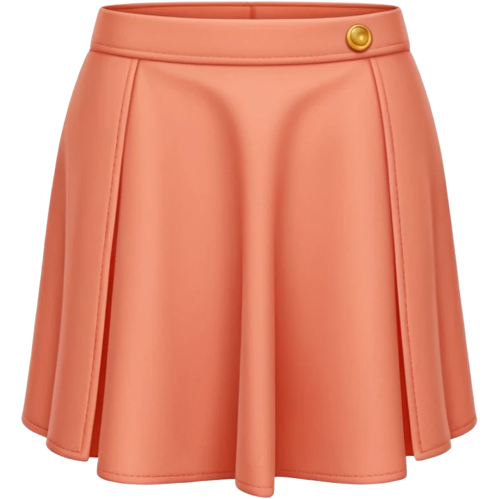 A 3D cartoon peach-coral skort (skirt-shorts combo) with gentle fabric folds and neat finish, isolated on plain background, Memoji-style. emoji