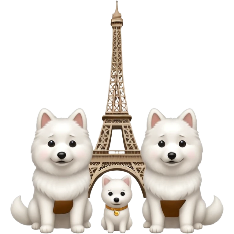 Eiffel Tower with two Samoyed dogs emoji