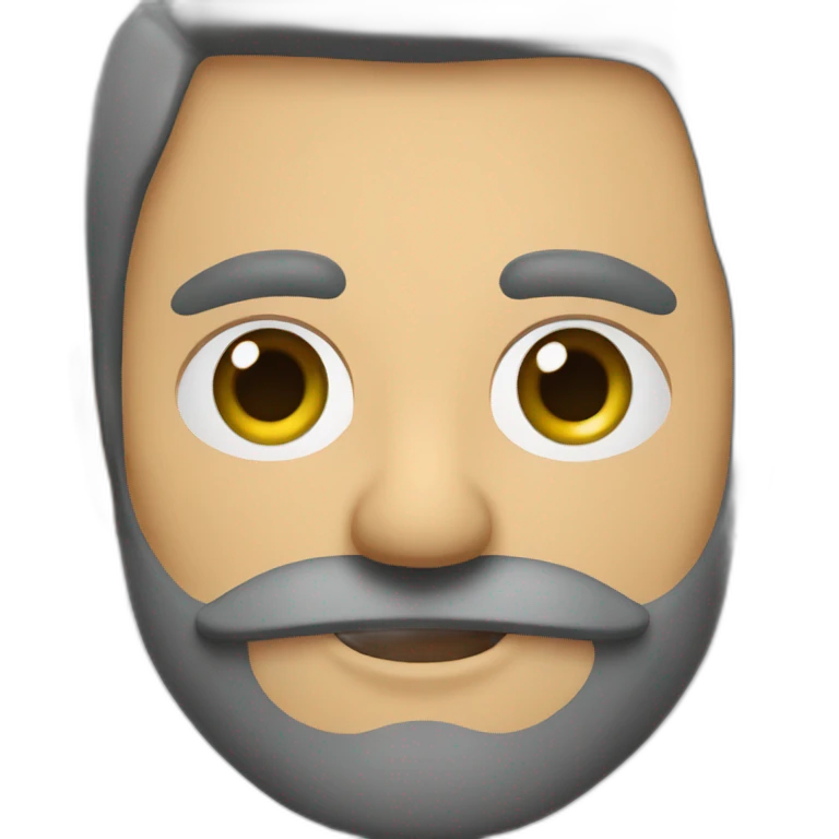 Calvo barba fina con dos hileras ojos verdes emoji