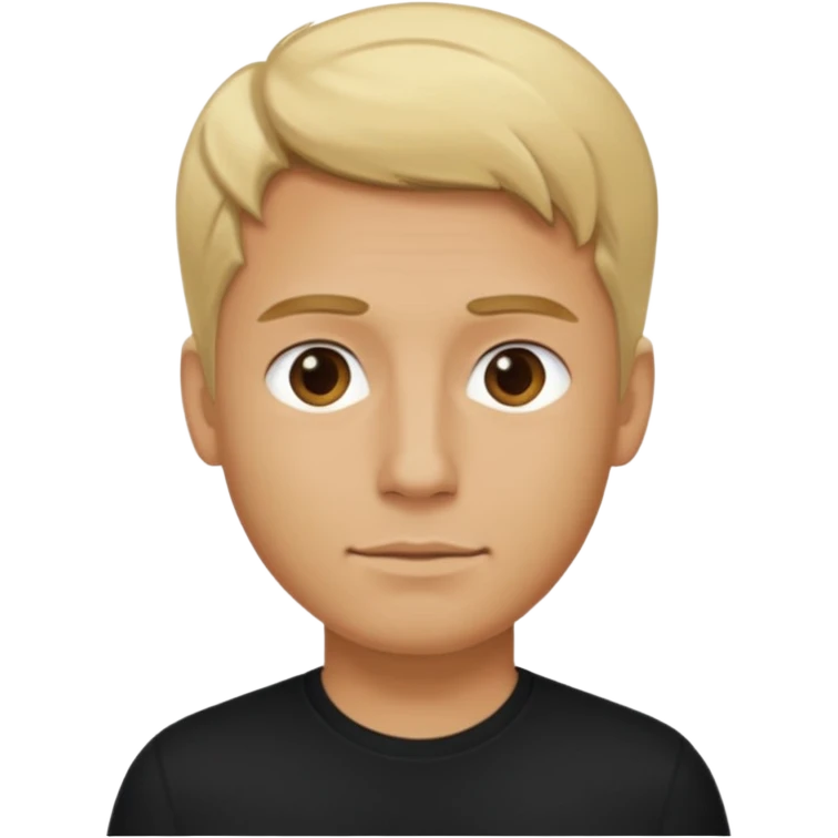 Create a man in the iOS 18 version, standing with a black shirt and blond hair, and I need to see him from head to t emoji