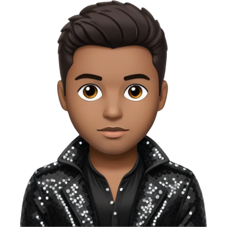 Bobby Valentino with dark brown hair, black sequin outfit emoji