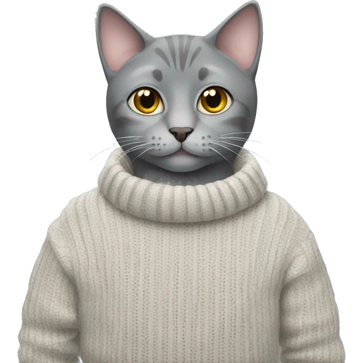 Grey cat with a sweater  emoji