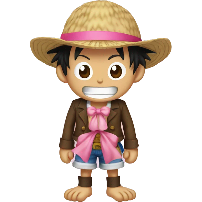 Monkey d luffy with a pink bow on emoji