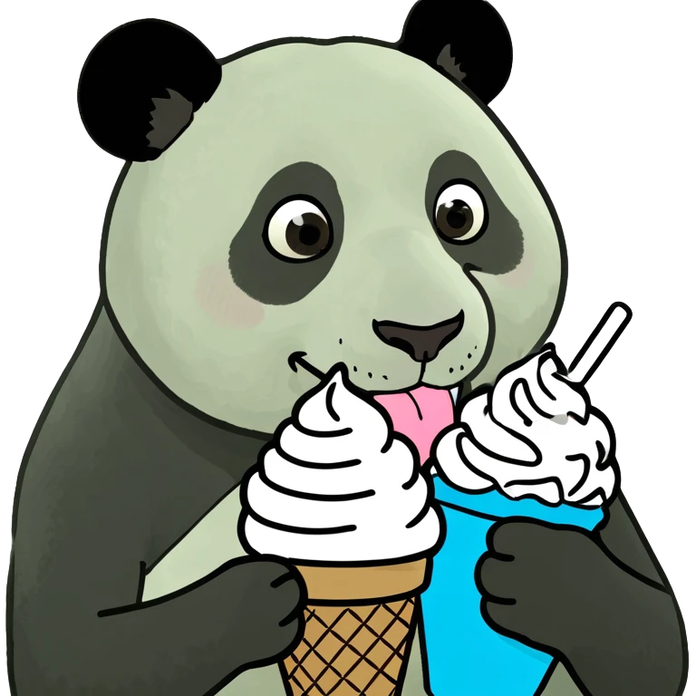 Panda eating ice cream emoji