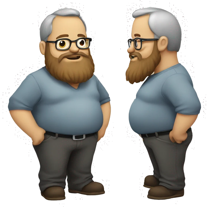 Nerdy White man with big belly and beard  emoji